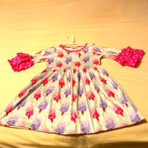 Beautiful Girl’s Dress by Pete & Lucy Pink Purple Popsicles Print Size 6/6X